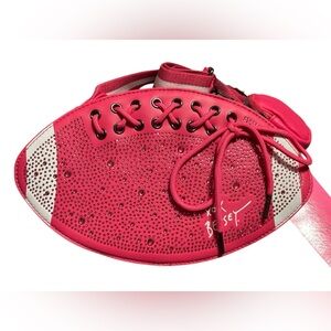 NWT•Betsey Johnson kitschy Hot Pink Football🏈Crossbody Bag